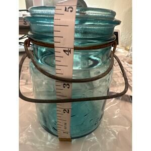Vtg wire Ball Sure Seal Canning Mason blue green 3" x 5" #1